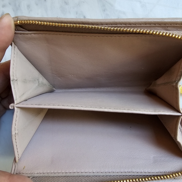 Mui Mui soft pink Matelesse tri-fold leather wallet - Picture 7 of 12